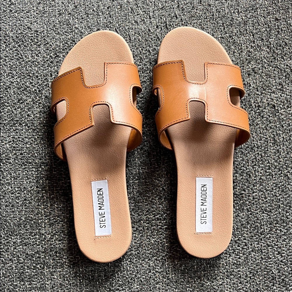 Steve Madden Tan Slide Sandals